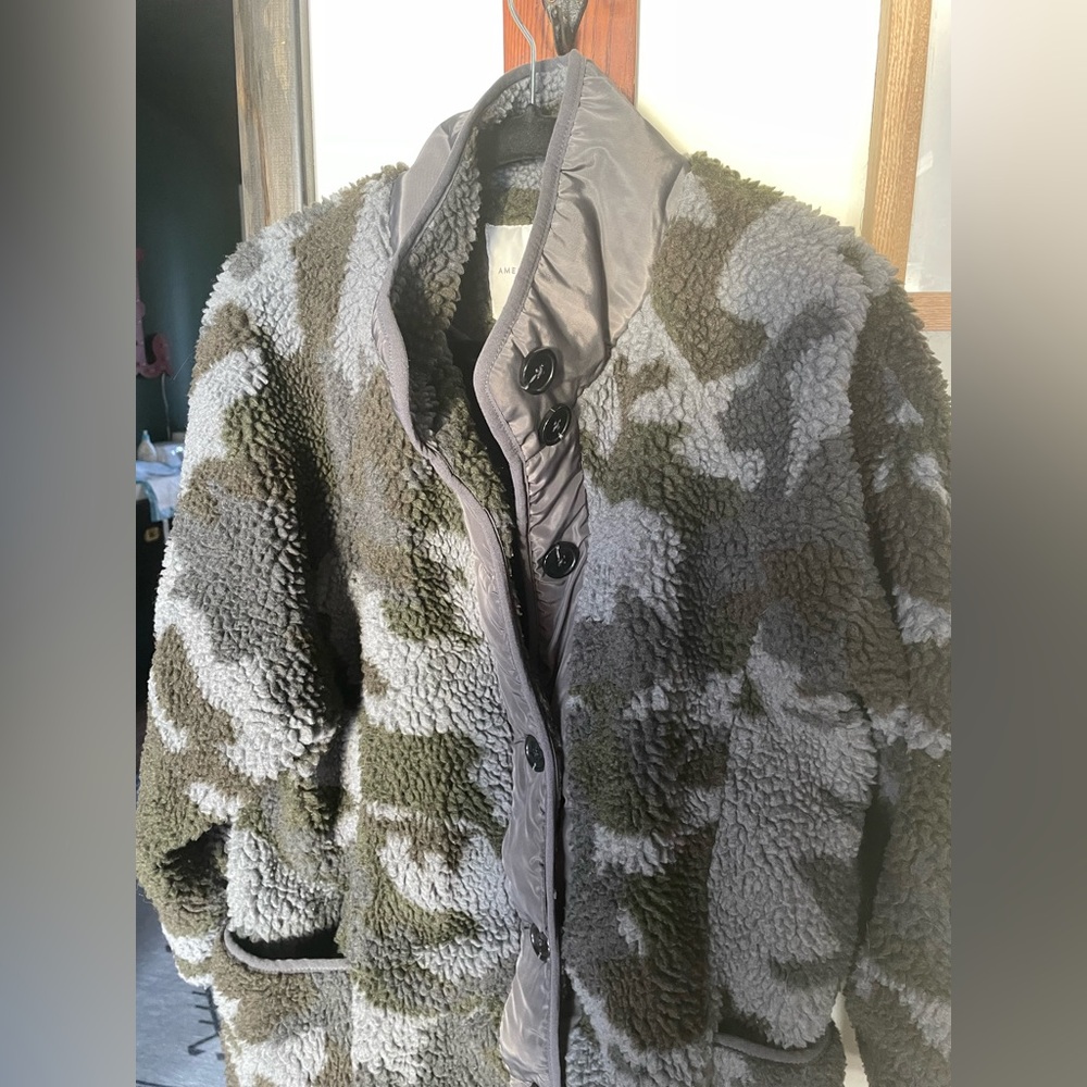 Blue camo sherpa shacket